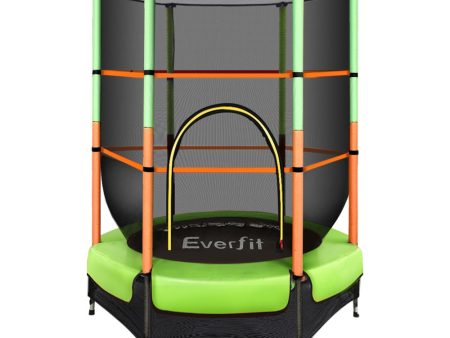 Everfit Trampoline 4.5FT Kids Trampolines Cover Safety Net Pad Ladder Gift Green For Cheap