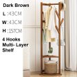 Bamboo Clothes Coat Rack Garment Stand Shelf Tree Hanger Bag Hat Hook Holder Dark Brown For Discount