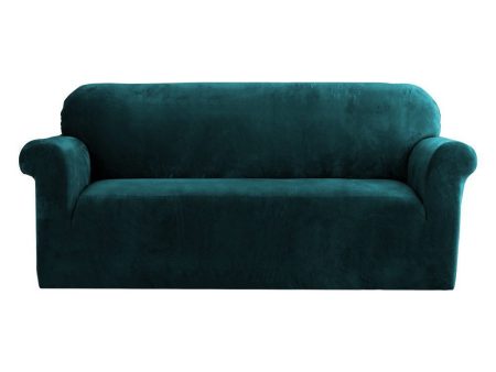 Artiss Velvet Sofa Cover Plush Couch Cover Lounge Slipcover 3 Seater Agate Green Supply