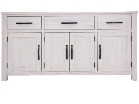 Foxglove Buffet Table 158cm 4 Door 3 Drawer Solid Mt Ash Timber Wood - White Online