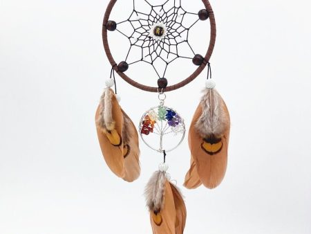 Handmade Brown Feathered Tree Of Life Dream Catcher | 30cm Online Hot Sale