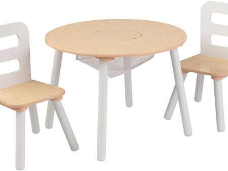 Round Table and 2 Chair Set for children (White Natural) Discount