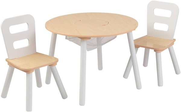 Round Table and 2 Chair Set for children (White Natural) Discount