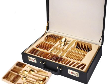 72-Piece Stainless Steel Gold Set, Knife Fork Spoon Flatware Set Cutlery Set, 12 sets Online now