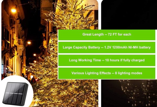 200 Waterproof LED Solar Fairy Light Outdoor with 8 Lighting Modes for Home,Garden and Decoration Supply