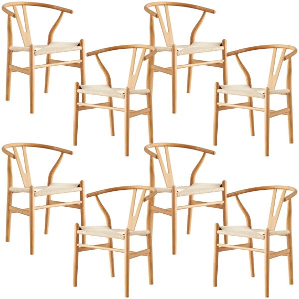 Anemone  Set of 8 Wishbone Dining Chair Beech Timber Replica Hans Wenger Natural Online Hot Sale