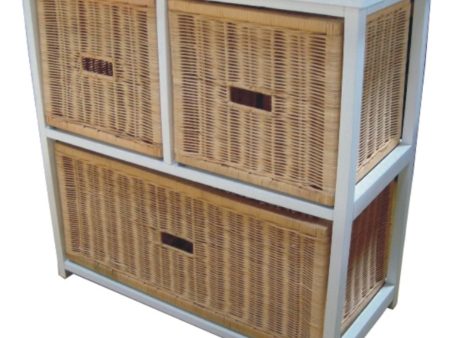 Hyssop 3 Chest of Drawers Cane Bedroom Kitchen Bathroom Storage Tallboy Shelf Online now