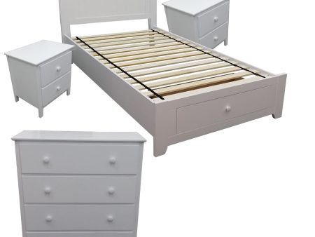 Wisteria 4pc King Single Bed Suite Bedside Tallboy Bedroom Furniture Package Set Fashion