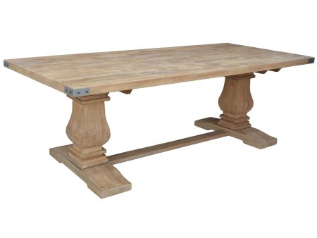 Gloriosa Dining Table 230cm 8 Pax Pedestal Solid Mango Timber Wood - Honey Wash For Sale