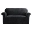 Artiss Velvet Sofa Cover Plush Couch Cover Lounge Slipcover 2 Seater Black For Discount