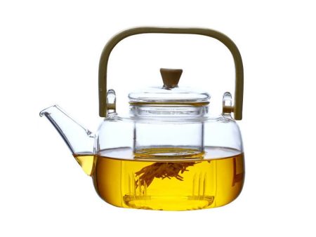 1000ml Glass Teapot Tea Pot Coffee Kettle With Bamboo Handle Japanese Style Sale