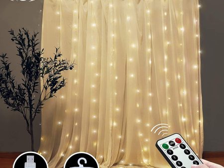 300 LEDs Window Curtain Fairy Lights 8 Modes and Remote Control for Bedroom (Warm White, 300 x 300cm) Online