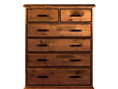 Umber Tallboy 6 Chest of Drawers Solid Pine Wood Storage Cabinet - Dark Brown Hot on Sale