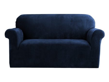 Artiss Velvet Sofa Cover Plush Couch Cover Lounge Slipcover 2 Seater Sapphire Online Sale