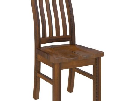 Umber Dining Chair Set of 2 Solid Pine Wood Home Dinner Furniture - Dark Brown Online