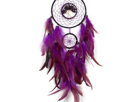 Purple Tree Of Life Dream Catcher With Feathers Cheap