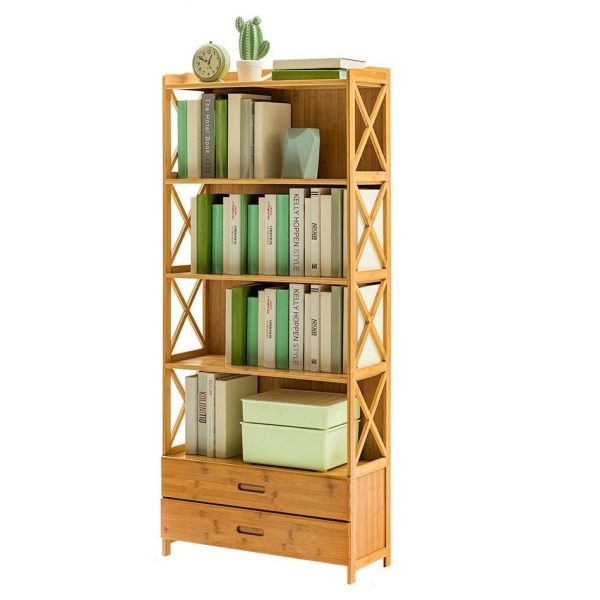 Bamboo Bookshelf Storage Rack Shelf Stand Bookcase Holder Display Drawers Online