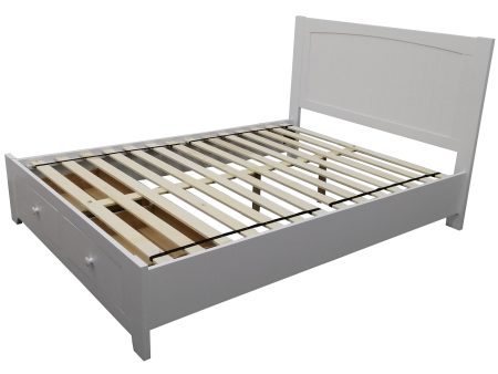 Wisteria Bed Frame Double Size Mattress Base Storage Drawer Timber Wood - White For Sale