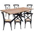 Lantana 7pc 180cm Dining Table 6 Black X-Back Chair Set Live Edge Acacia Wood For Cheap