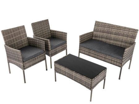 4 Seater Wicker Outdoor Lounge Set – Mixed Grey Hot on Sale