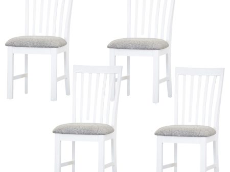 Laelia Dining Chair Set of 4 Solid Acacia Timber Wood Coastal Furniture - White For Cheap