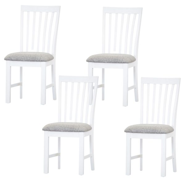 Laelia Dining Chair Set of 4 Solid Acacia Timber Wood Coastal Furniture - White For Cheap