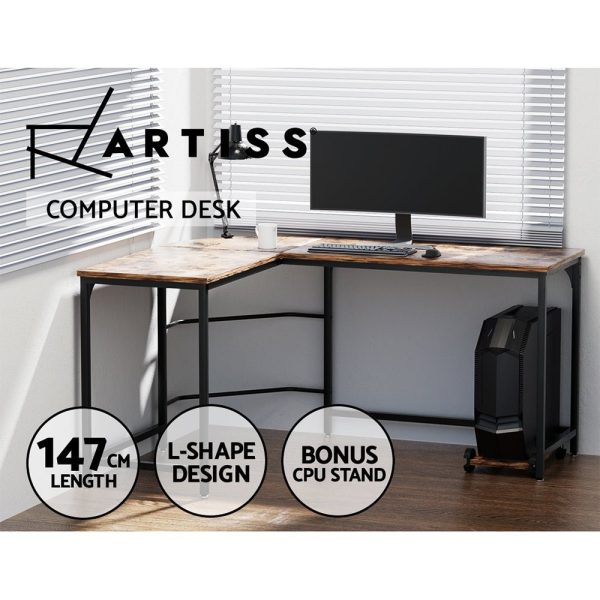 Artiss Corner Computer Desk L-Shaped Student Home Office Study Table Brown Online Sale