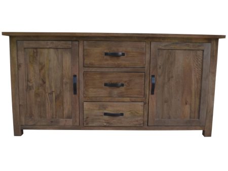 Aksa Buffet Table 175cm 2 Door 3 Drawer Solid Mango Timber Wood Sale