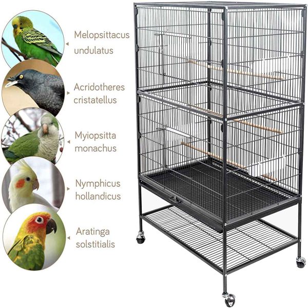 132cm Large Rolling Mobile Bird Cage Birdcage Finch Aviary Parrot Animals Playtop Stand Canary Finch Online Hot Sale