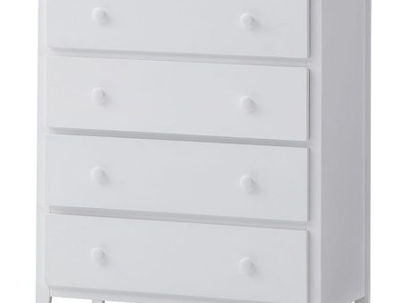 Wisteria Tallboy 4 Chest of Drawers Solid Rubber Wood Bed Storage Cabinet -White Supply