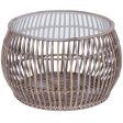 Sage 70cm Glass Topped Rattan Round Coffee Table - Natural Fashion