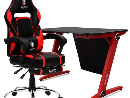 OVERDRIVE Gaming Chair Desk Racing Seat Setup PC Combo Office Table Black Red Cheap