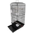 92cm Large Portable Wire Bird Cage Birdcage  Parrot Cage Wooden Stand Pole Feeding Cup Black Online Hot Sale