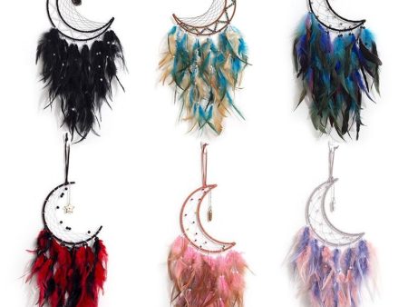 Moon And Star Dream Catchers With Feathers | Various Colours Fashion