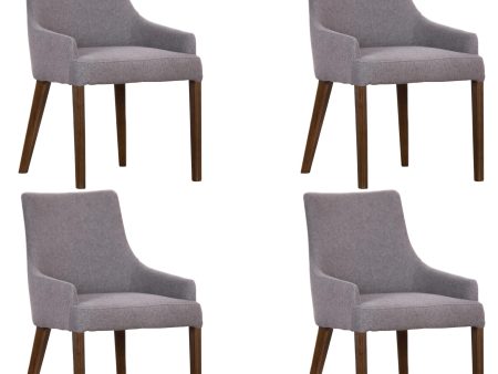 Tuberose Dining Chair Set of 4 Fabric Seat Solid Acacia Wood Furniture - Grey For Cheap