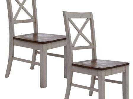 Erica X-Back Dining Chair Set of 2 Solid Acacia Timber Wood Hampton Brown White Online now