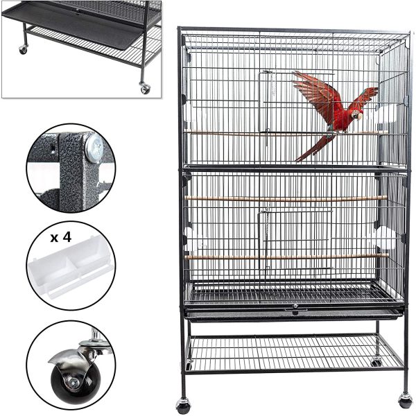 132cm Large Rolling Mobile Bird Cage Birdcage Finch Aviary Parrot Animals Playtop Stand Canary Finch Online Hot Sale