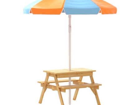 Keezi Kids Outdoor Table and Chairs Picnic Bench Set Umbrella Water Sand Pit Box Sale