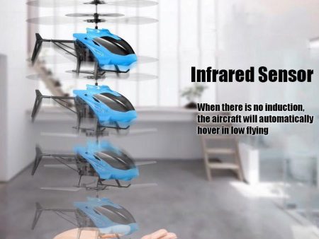 Mini RC Infrared Induction Helicopter Aircraft Drone Flashing Light Toys Christmas Gift Blue Online Hot Sale