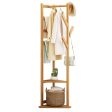 Bamboo Clothes Coat Rack Garment Stand Shelf Tree Hanger Bag Hat Hook Holder Dark Brown For Discount