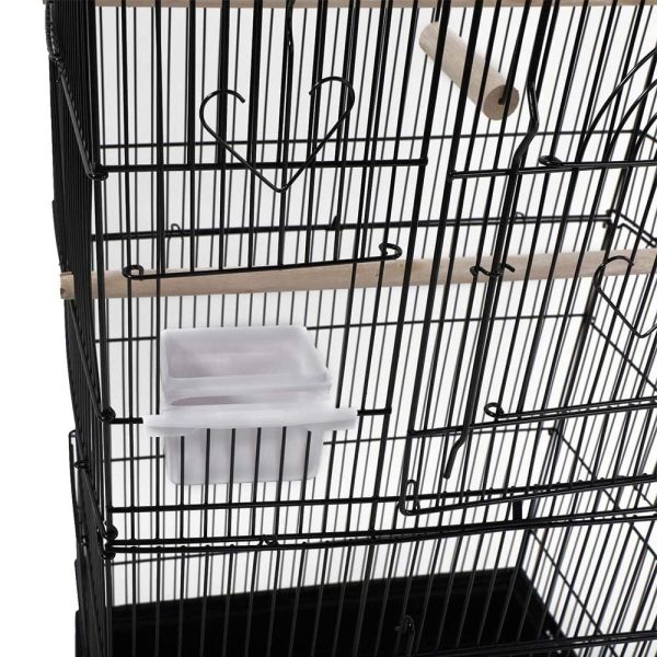 92cm Large Portable Wire Bird Cage Birdcage  Parrot Cage Wooden Stand Pole Feeding Cup Black Online Hot Sale