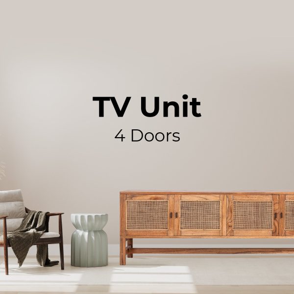 Jasmine ETU Entertainment TV Unit 160cm 4 Door Mindi Wood Rattan - Brown Online