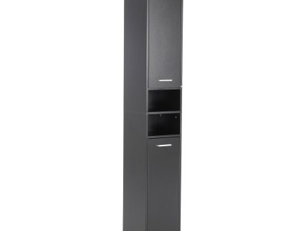 La Bella 185cm Black Bathroom Storage Cabinet Tall Slim Online Hot Sale