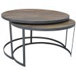 Nolana  2pc Mango Wood and Metal Round Nesting 80cm Coffee Table Set - Natural Online now