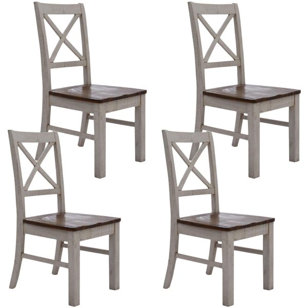 Erica X-Back Dining Chair Set of 4 Solid Acacia Timber Wood Hampton Brown White Online Hot Sale