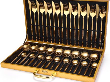 36-Piece Stainless Steel Gold Set, Knife Fork Spoon Flatware Set Cutlery Set, 9 sets For Discount