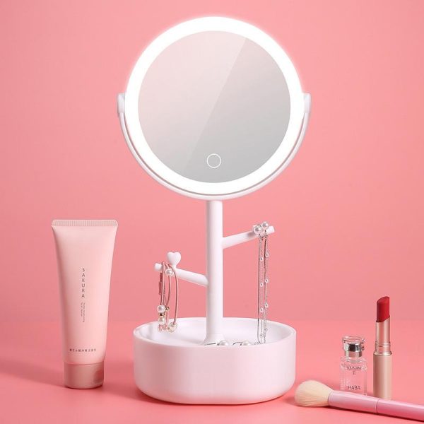 Ecoco Smart LED Light Cosmetic Makeup Mirror USB Touch Screen Home Desk Vanity 360° White For Sale