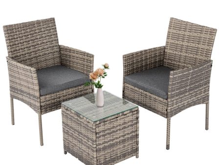 2 Seater PE Rattan Outdoor Furniture Chat Set- Mixed Grey Supply