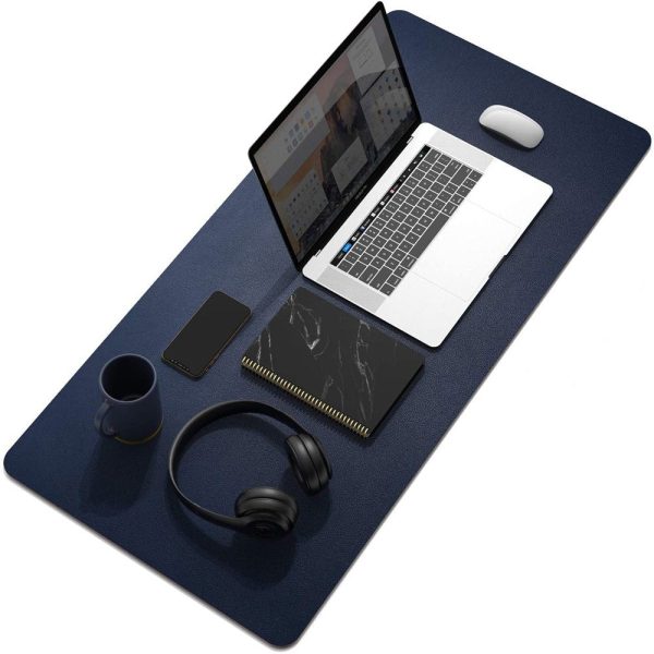 Dark Blue 90cm*45cm Dual Side Office Desk Pad Waterproof PU Leather Computer Mouse Pad Online