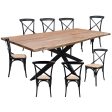 Lantana 9pc 240cm Dining Table 8 Black X-Back Chair Set Live Edge Acacia Wood Online Hot Sale